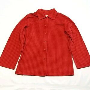 Joe Boxer Shirt Women's Size Large Full Button Fleece Long Sleeve Red Winter